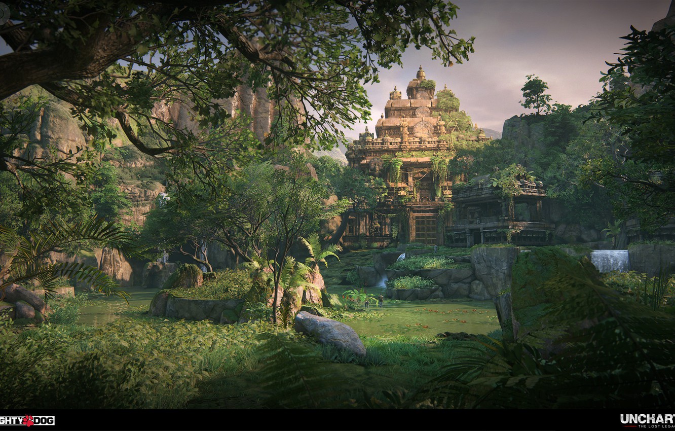 Wallpaper forest, mountains, temple, Uncharted The Lost Legacy, Intro to Western Ghats image for desktop, section игры