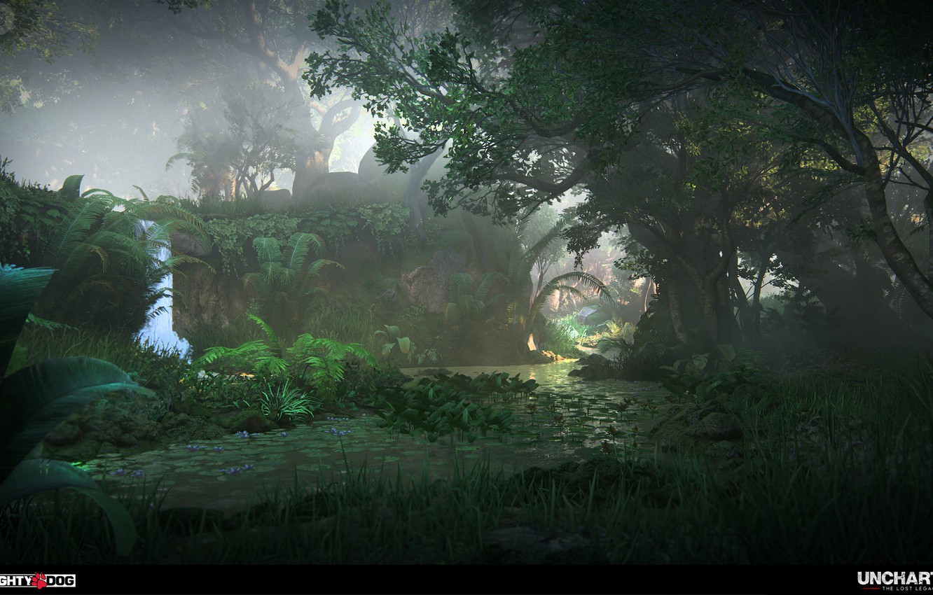 Wallpaper vegetation, pond, Uncharted The Lost Legacy, Intro to Western Ghats image for desktop, section игры
