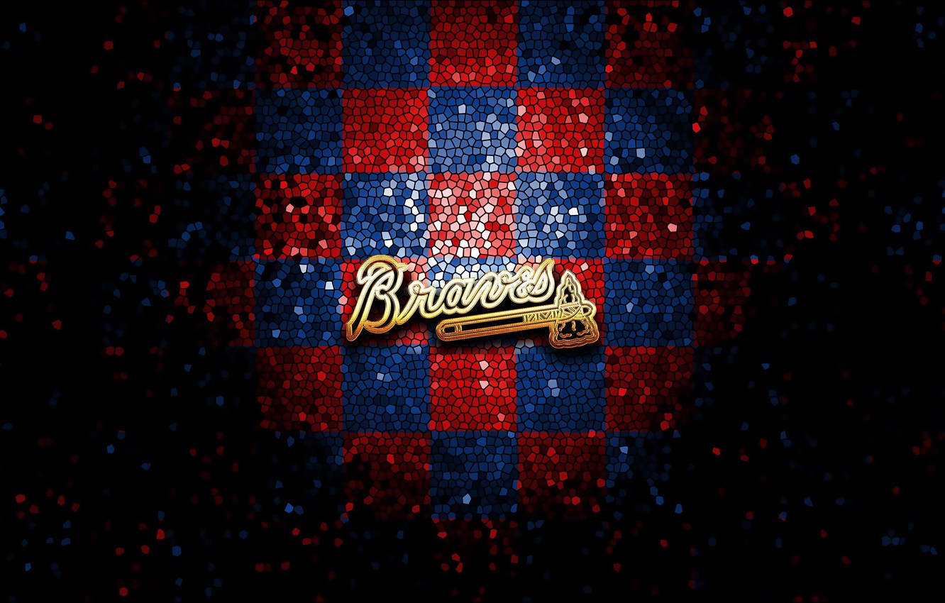 Wallpaper wallpaper, sport, logo, baseball, glitter, checkered, MLB, Atlanta Braves image for desktop, section спорт