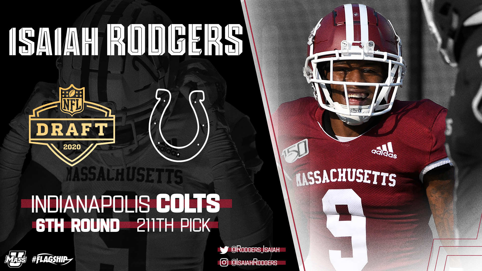 Rodgers Selected by Indianapolis Colts In 2020 NFL Draft of Massachusetts Athletics
