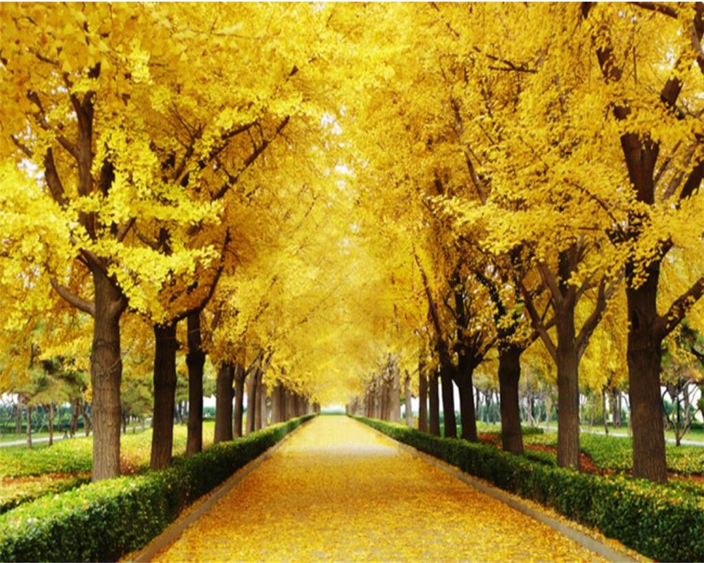 beibehang Custom 3D wallpaper Autumn maple leaves gold tree 3D TV background wall wallpaper for living room papier peint. wallpaper for living room. 3D wallpapercustom 3D wallpaper