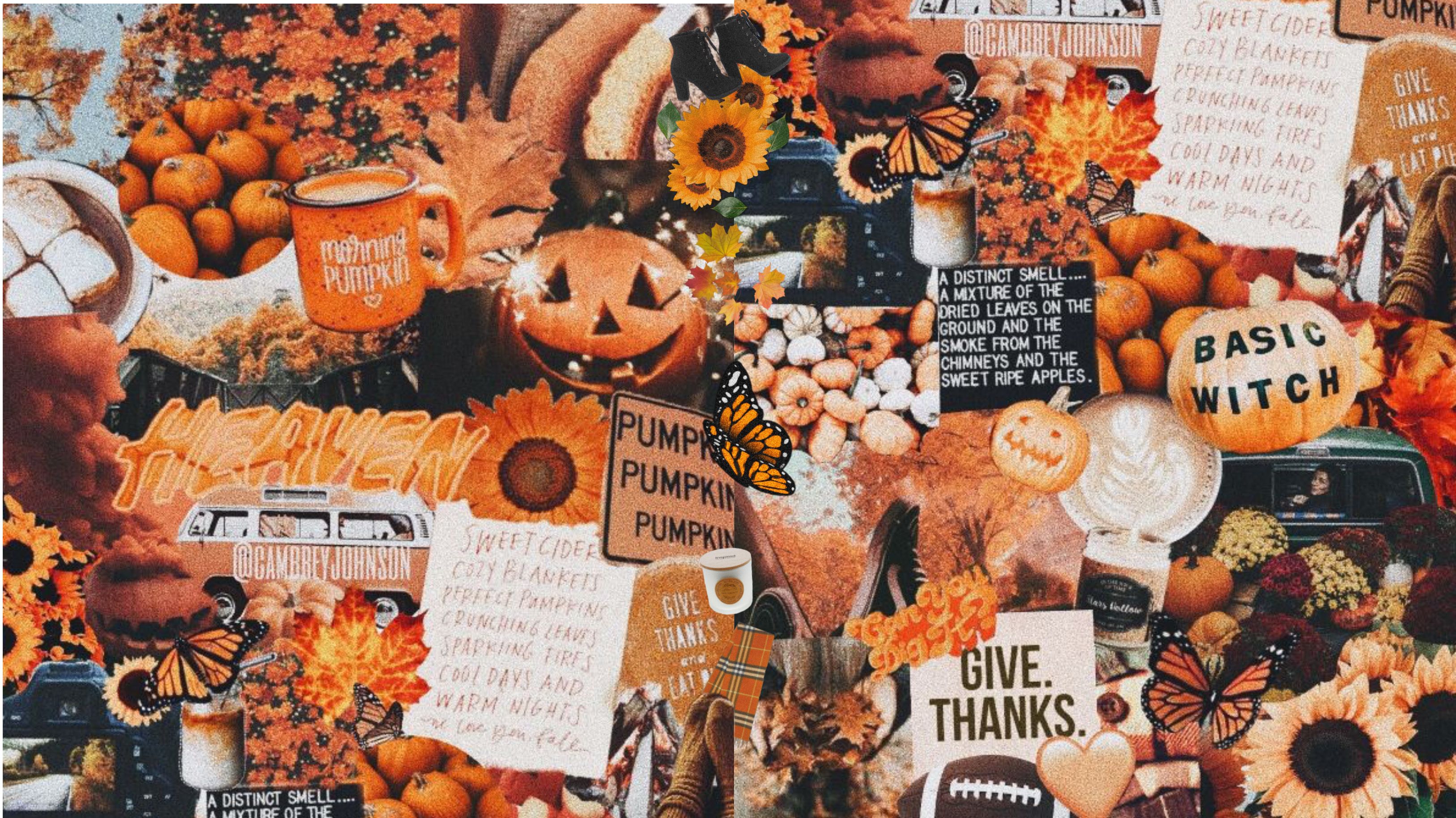 Fall Autumn Aesthetic Collage Dasktop MacBook Wallpaper Background Original From. Cute Fall Wallpaper, Halloween Desktop Wallpaper, Cute Laptop Wallpaper