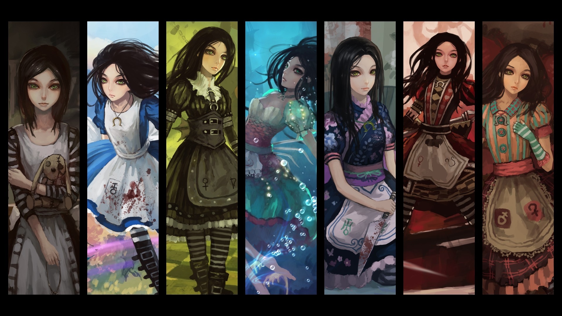 women video games alice in wonderland fantasy art artwork collage 1920x1080 wallpaper
