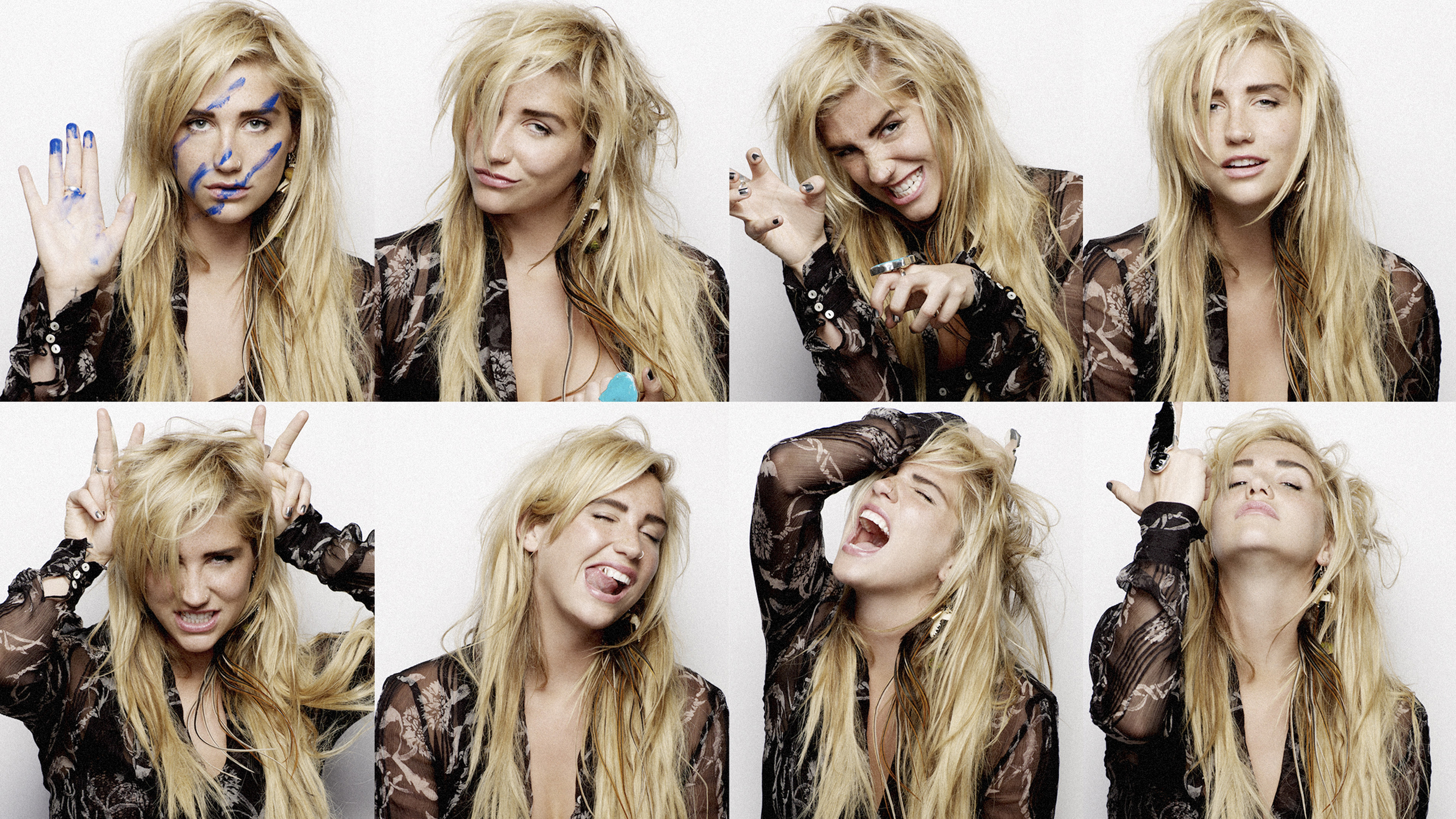 Wallpaper, Kesha, singer, women, collage 2666x1500