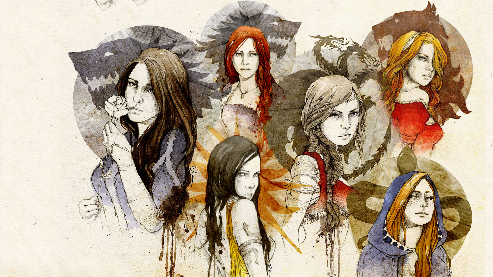 game, Of, Thrones, Song, Of, Ice, And, Fire, Mood, Bokeh, Women, Fantasy, Girl, Girls, Collage Wallpaper HD / Desktop and Mobile Background