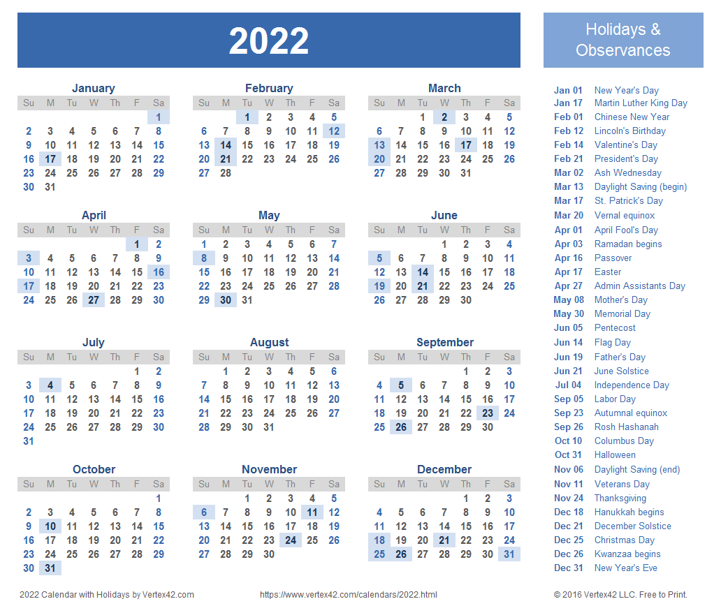 2022 Calendar Wallpaper