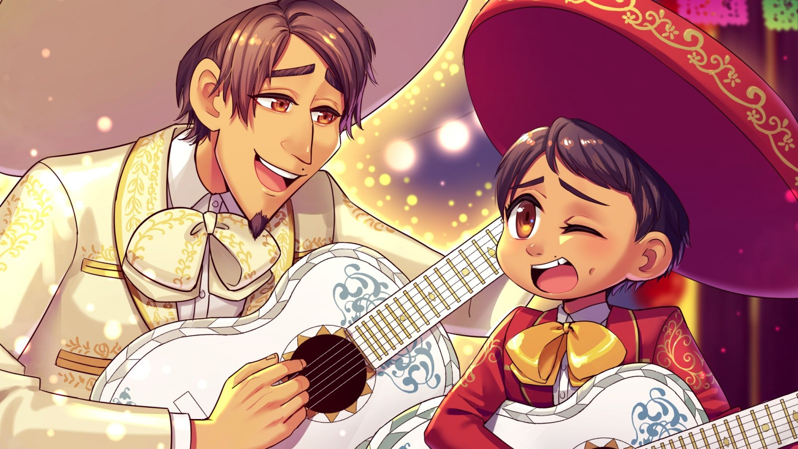 Download 1600x900 Miguel Rivera, Hector, Coco, Animation, Anime Style Wallpaper