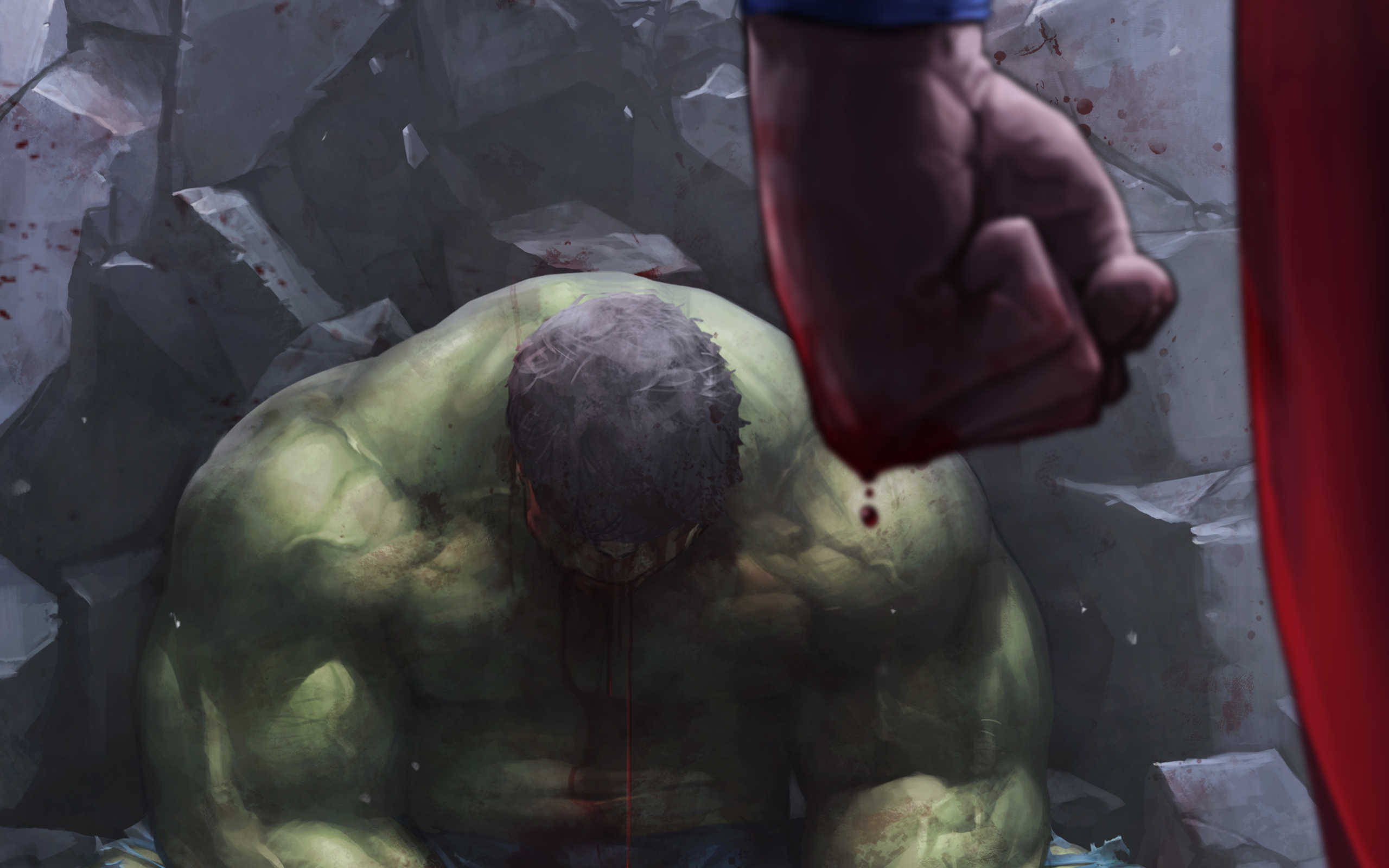Wallpaper, comics, Superman, The Incredible Hulk, ART, screenshot, special effects 2560x1600