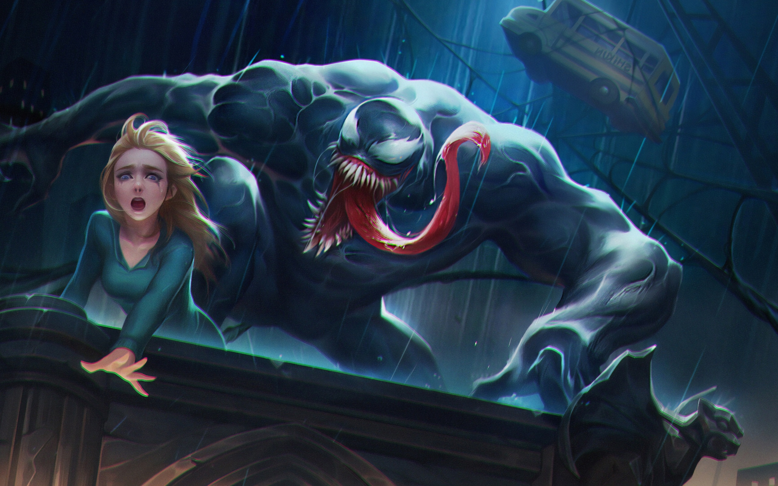 Wallpaper 4k Venom About To Eat Girl Wallpaper