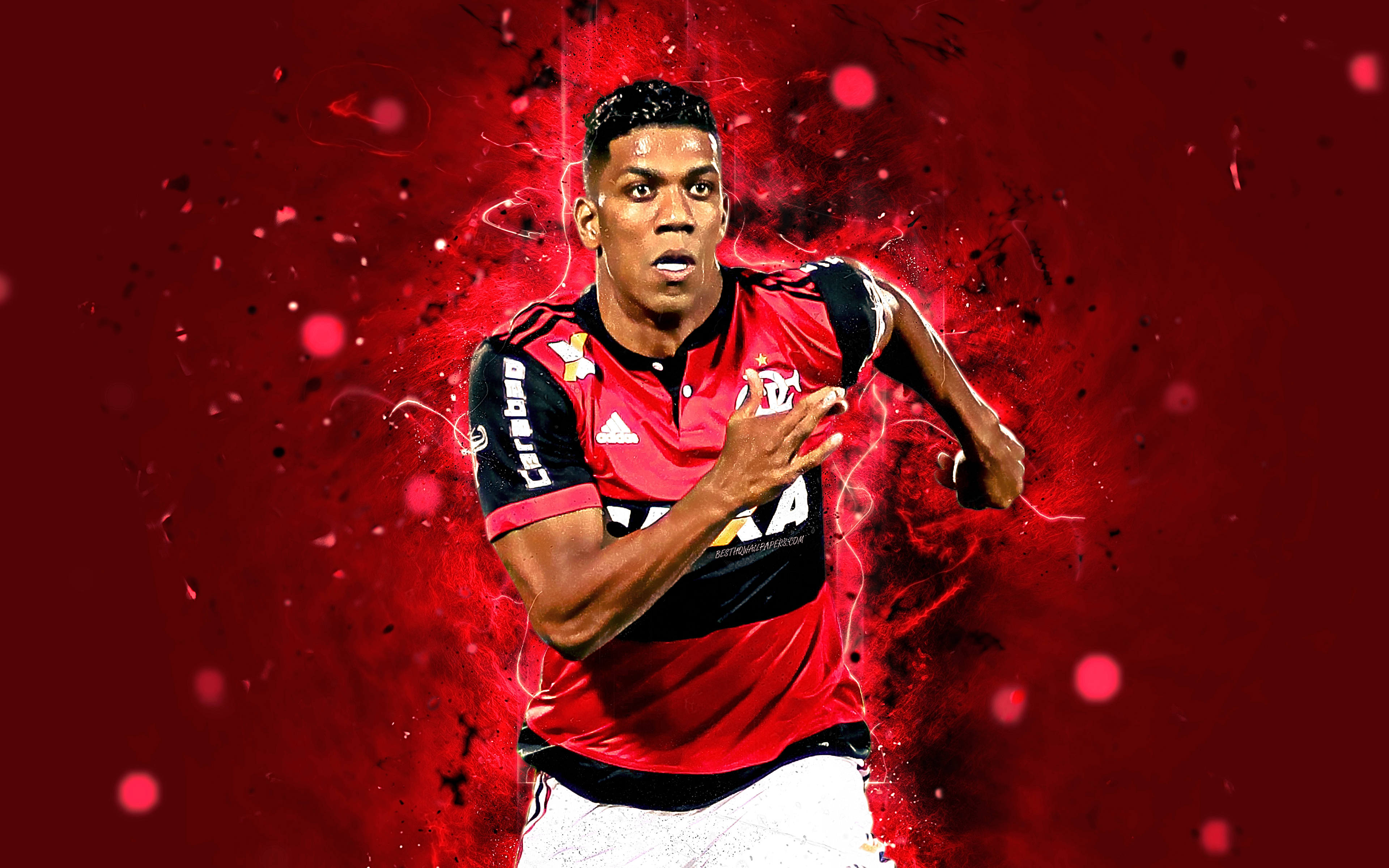 Download wallpaper Orlando Berrio, 4k, grunge, Colombian footballer, Flamengo, soccer, Berrio, Brazilian Serie A, football, creative, Flamengo FC, Brazil for desktop with resolution 3840x2400. High Quality HD picture wallpaper