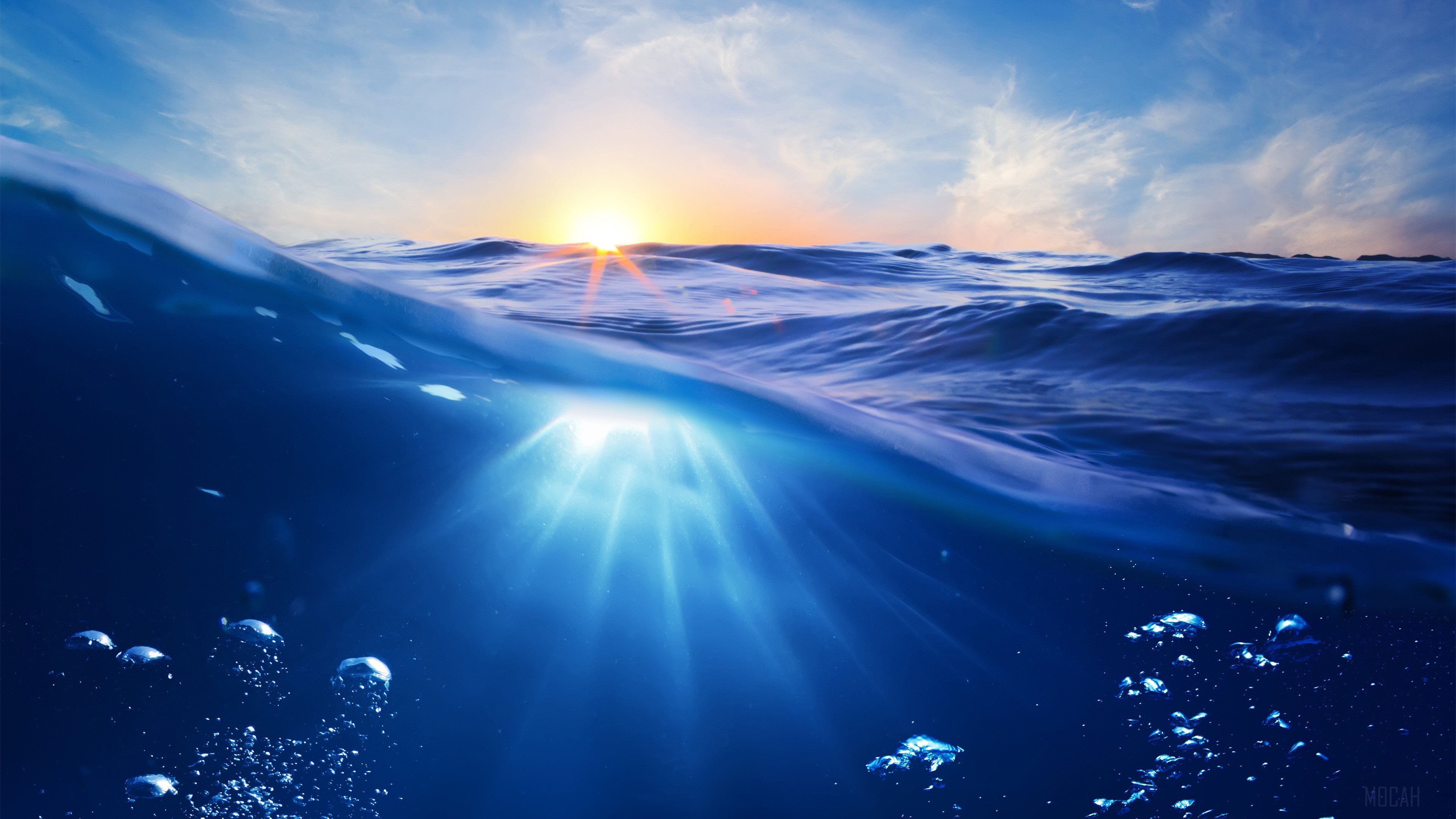 Ocean Clean Water Sun Rays Bubbles 4k wallpaper. Mocah HD Wallpaper