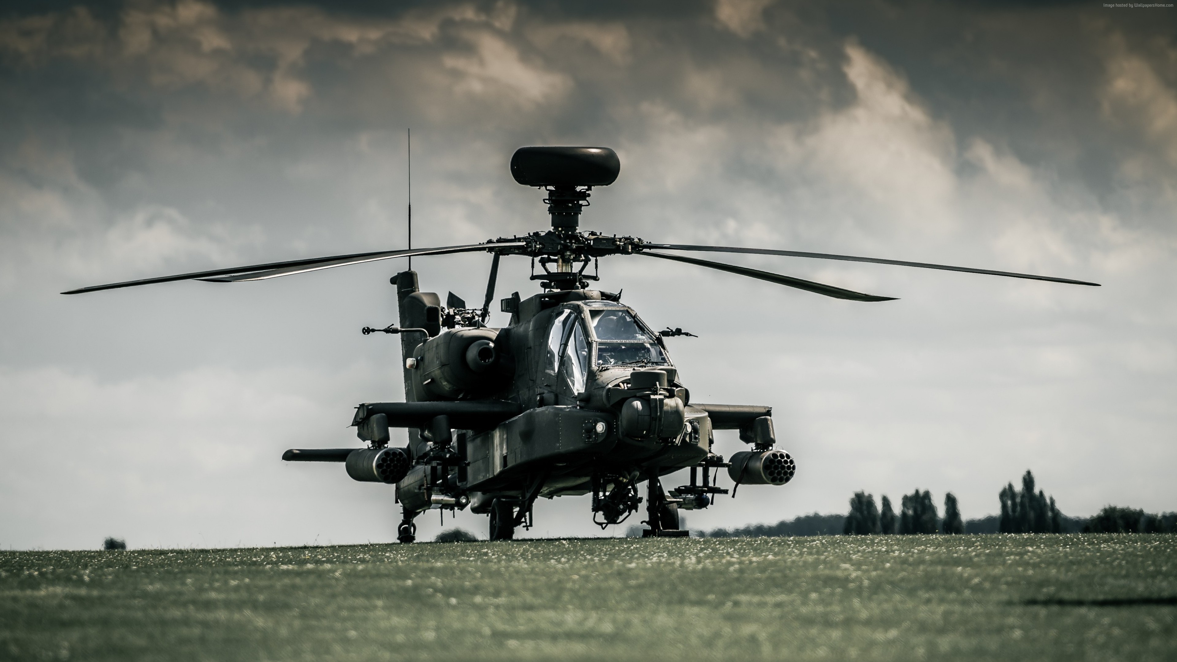 Wallpaper AH 64D Apache, Attack Helicopter, Royal Air Force, Dark Sky, Military Wallpaper Download Resolution 4K Wallpaper