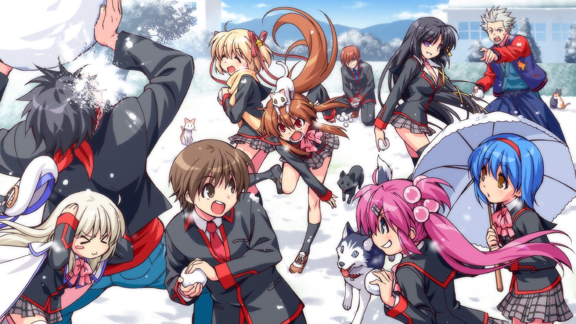 animal, Cat, Dog, Inohara, Masato, Kamikita, Komari, Kurugaya, Yuiko, Miyazawa, Kengo, Naoe, Riki, Natsume, Rin, Nishizono, Mio, Saigusa, Haruka, Seifuku, Snow, Zen Wallpaper HD / Desktop and Mobile Background