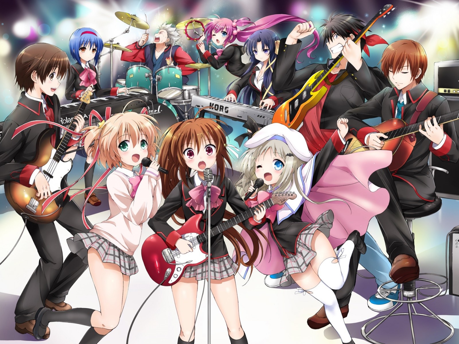 illustration, anime, cartoon, comics, clothing, Little Busters, Noumi Kudryavka, Natsume Rin, Kurugaya Yuiko, Nishizono Mio, Kamikita Komari, Miyazawa Kengo, Natsume Kyousuke, Saigusa Haruka, Naoe Riki, Inohara Masato, costume, mangaka High quality