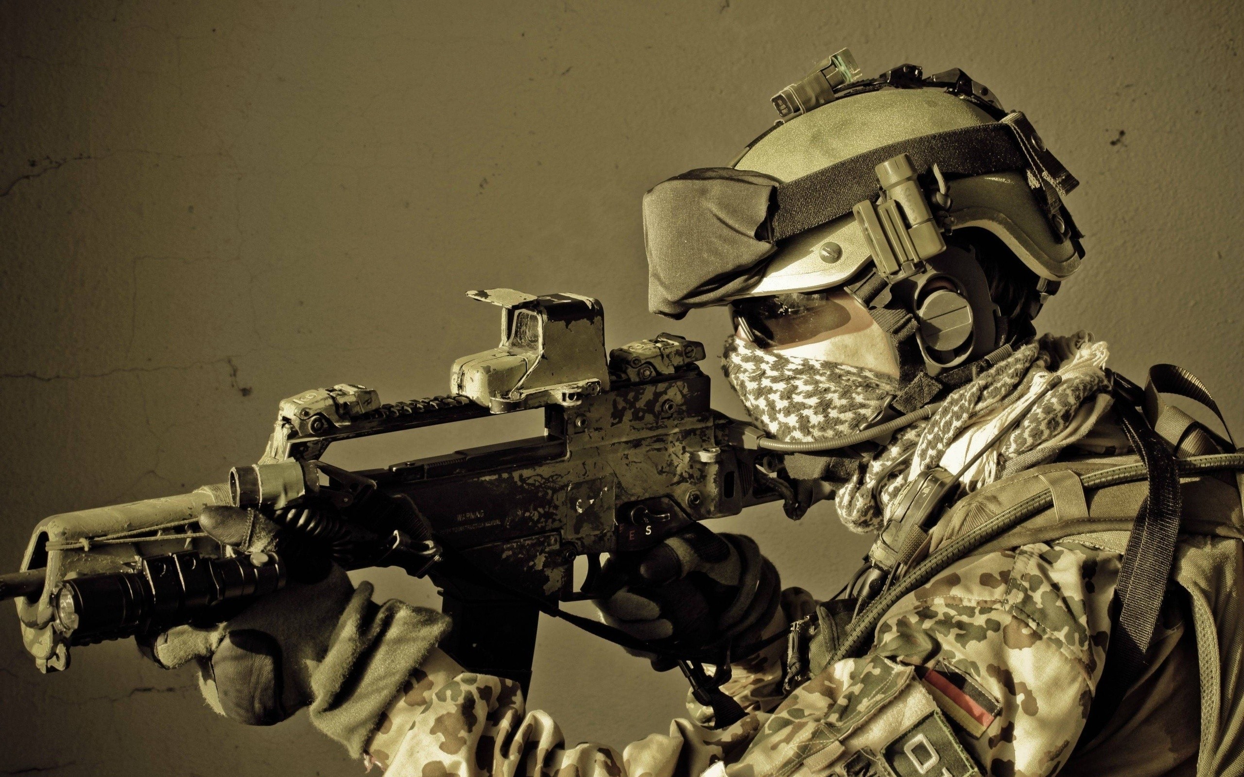 Wallpaper, weapon, soldier, military, army, Person, Marksman, Bundeswehr, German, G36K, profession, firearm 2560x1600