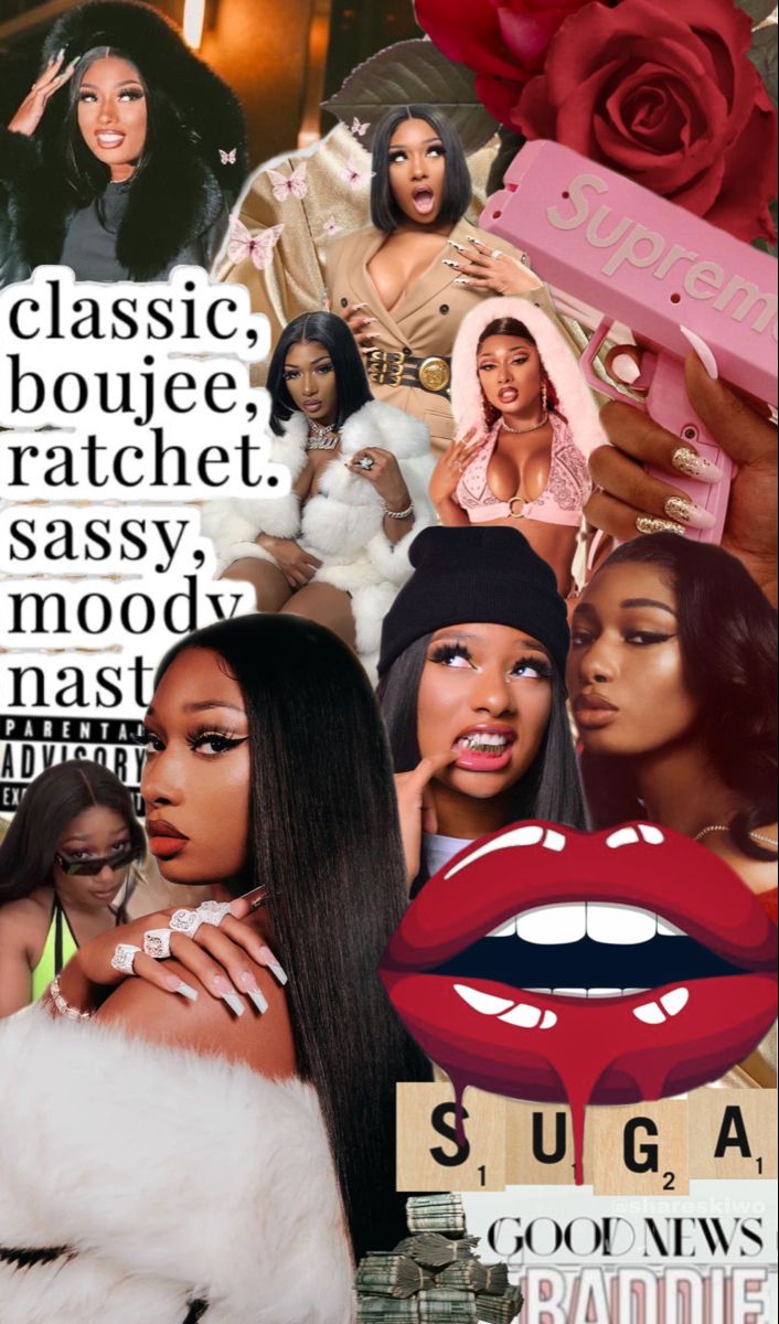 Megan Thee Stallion Aesthetic Collage. Bad girl wallpaper, Pink wallpaper iphone, Cute weave hairstyles