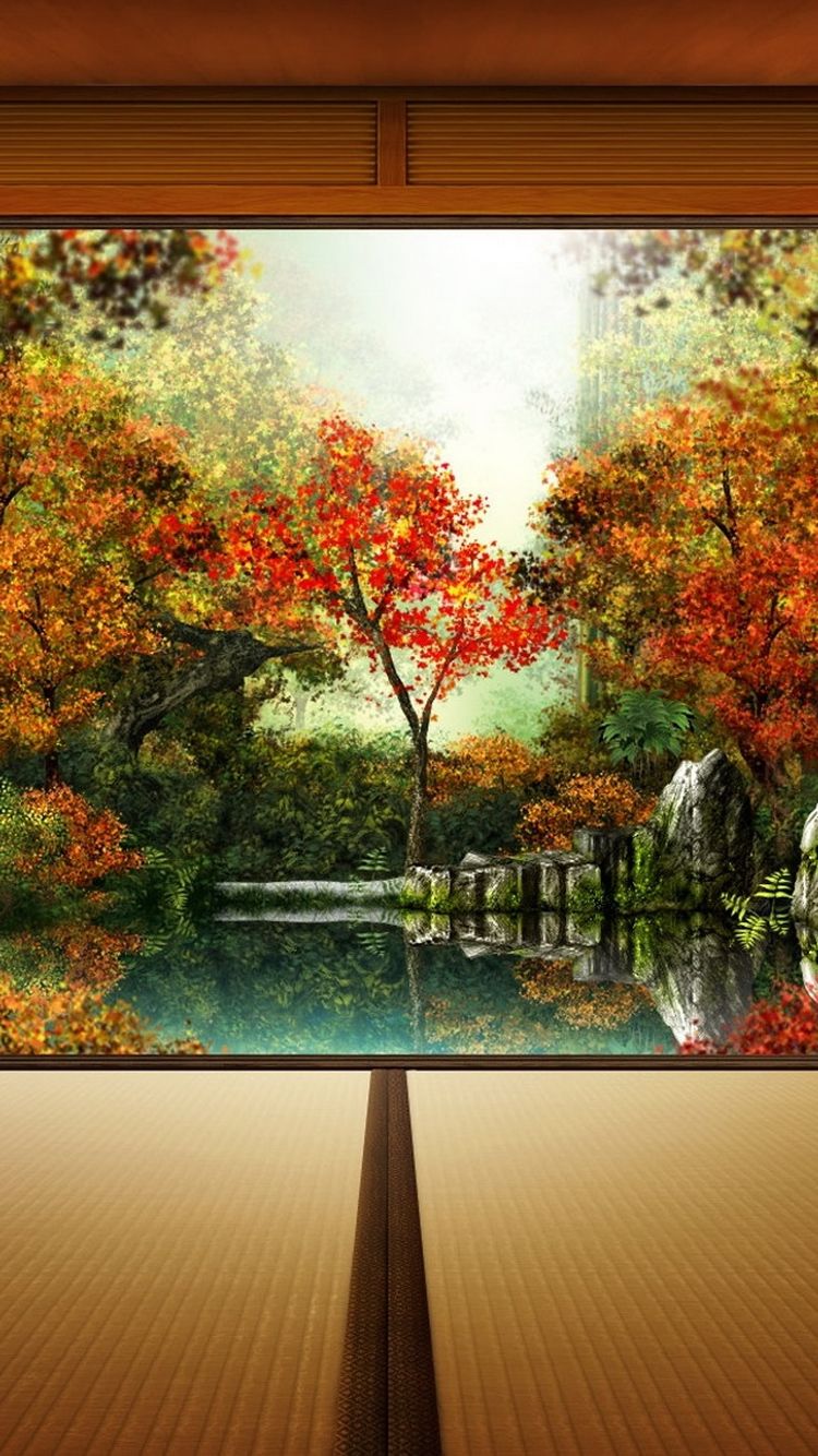 Japanese Autumn Garden iPhone 6 Wallpaper. Fall wallpaper, iPhone 5s wallpaper, Autumn garden