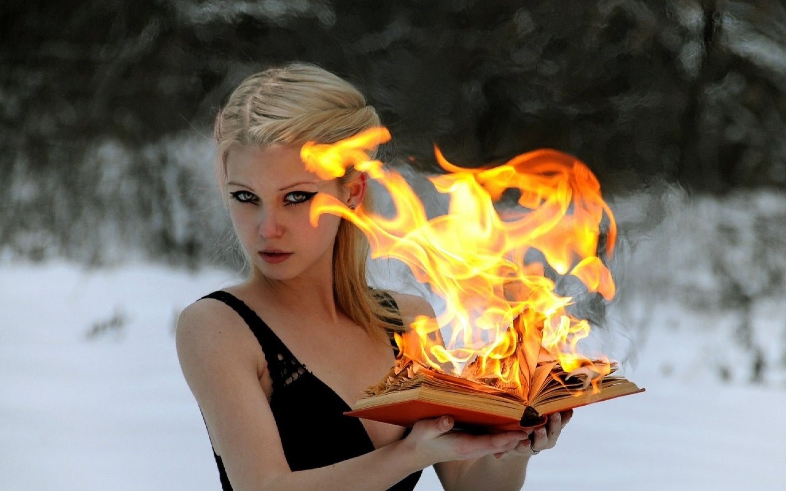 women, fire, photography, models, people, books, burning wallpaper. Fire photography, Girl wallpaper, Gothic image