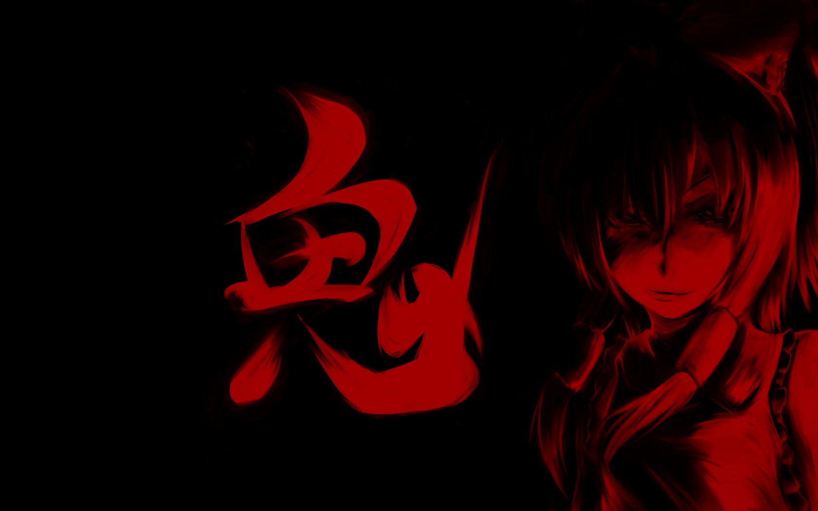 Wallpaper, illustration, dark, anime girls, red, Touhou, manga, demon, darkness, computer wallpaper 1680x1050