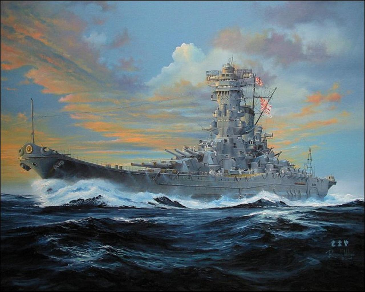 Image IJN Yamato Ships Painting Art Army