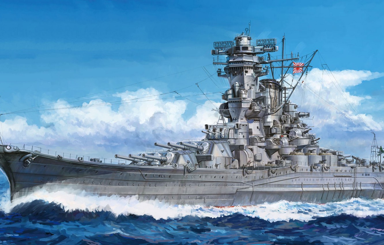 Wallpaper battleship, The Imperial Japanese Navy, the naval forces of the Japanese Empire, Linear ships of Yamato, Musashi image for desktop, section оружие