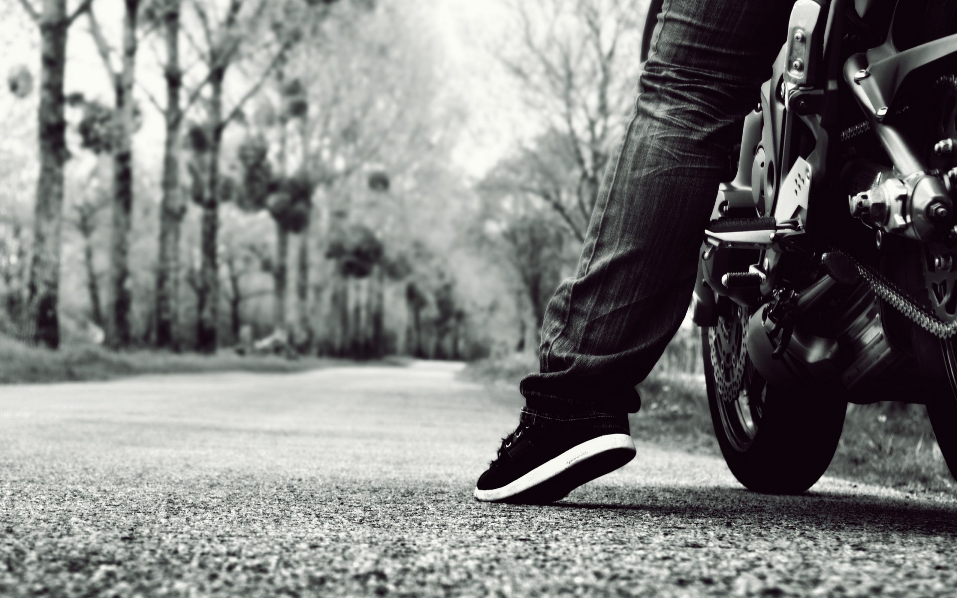 vehicles, Motorcycles, Bikes, People, Roads, Mood, Black, White Wallpaper HD / Desktop and Mobile Background