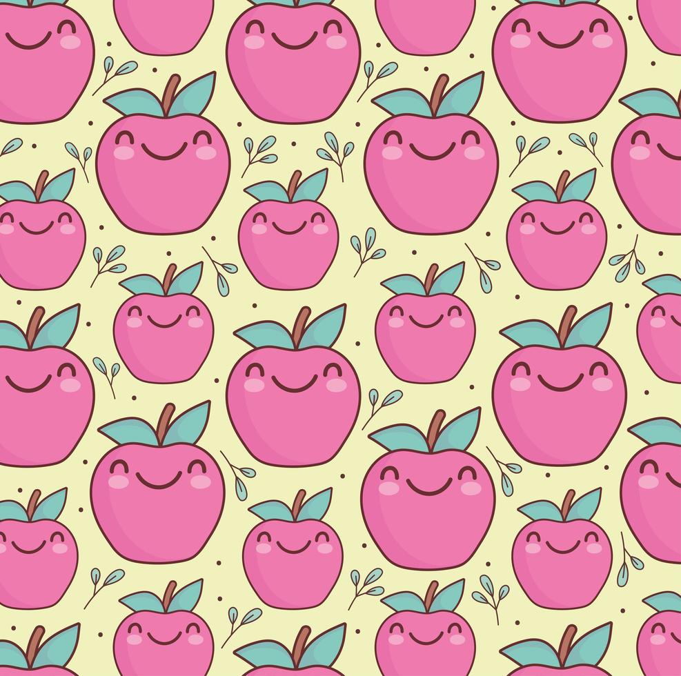 kawaii cute apples pattern