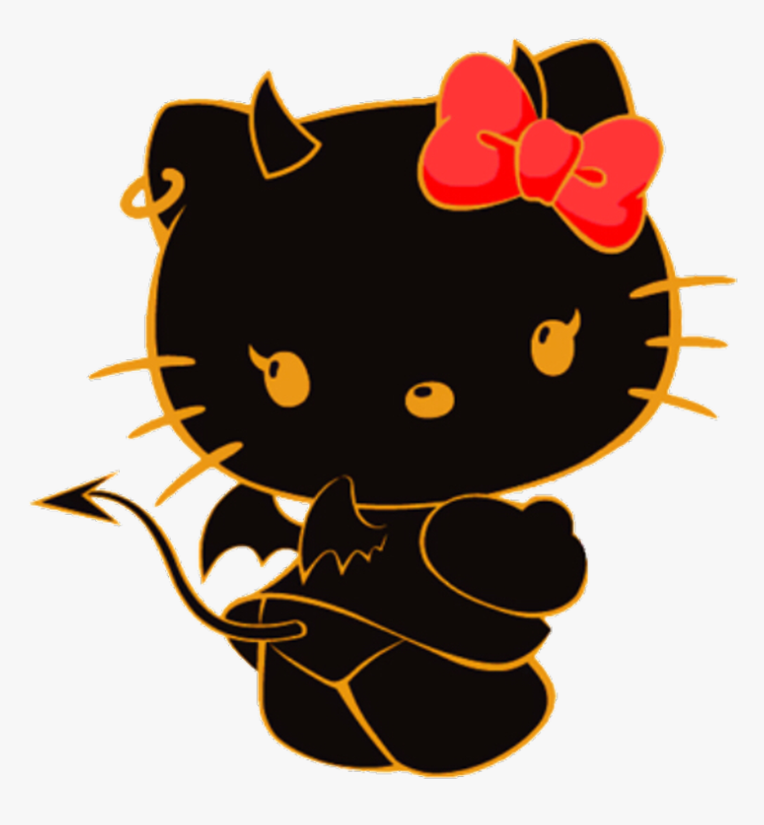 Hellokitty Hello Kitty Gothic Goth Emo Blackandwhite Kitty Dark Png, Transparent Png