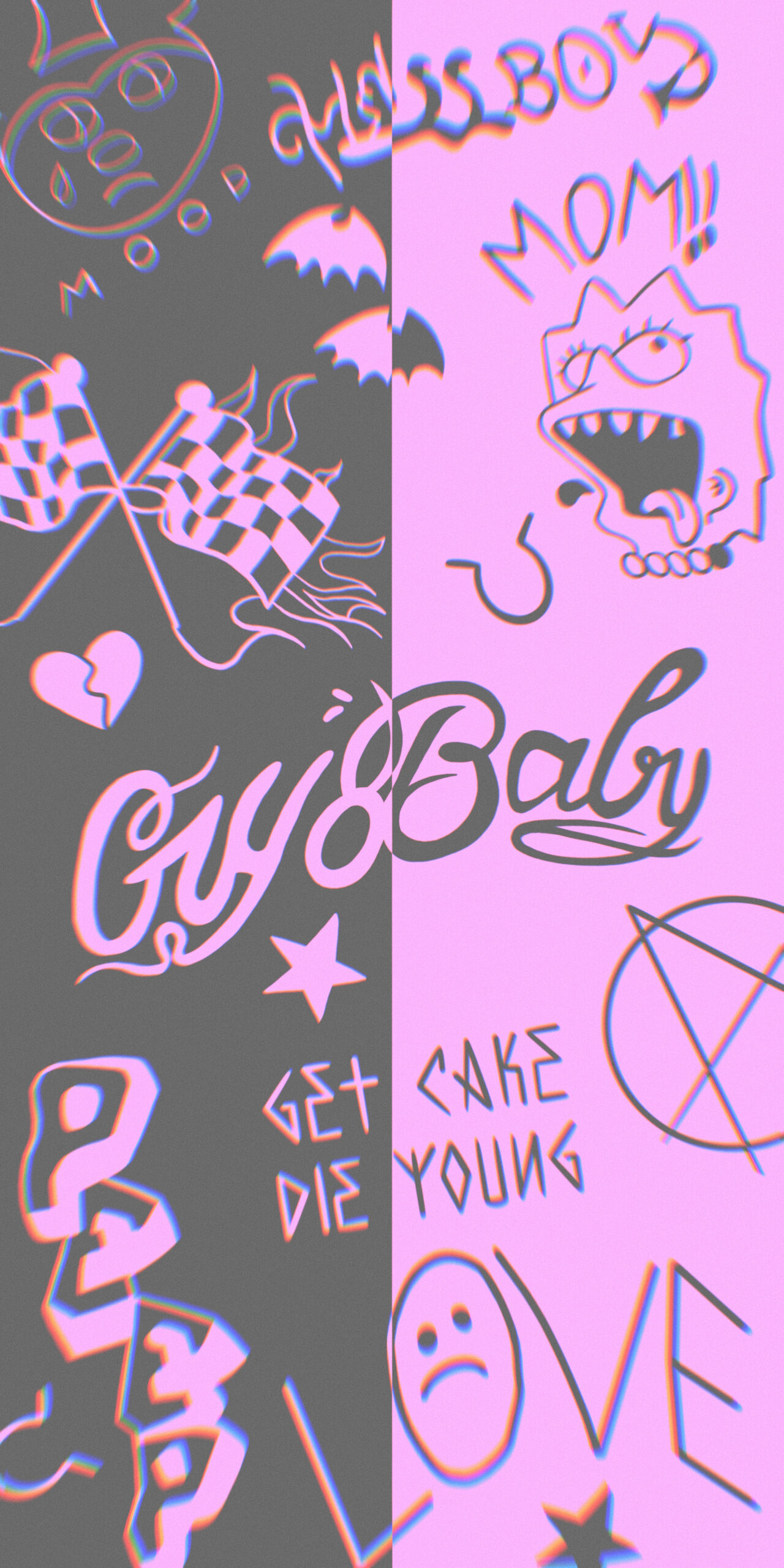 Lil Peep Tattoos Pink & Black Wallpaper