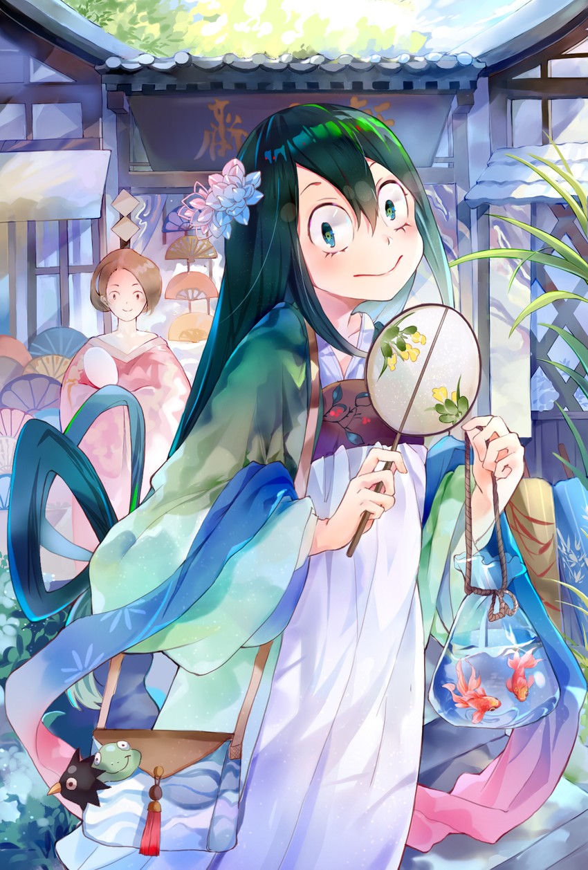 asui tsuyu and tokoyami fumikage (boku no hero academia) drawn by amicis_(amisic)