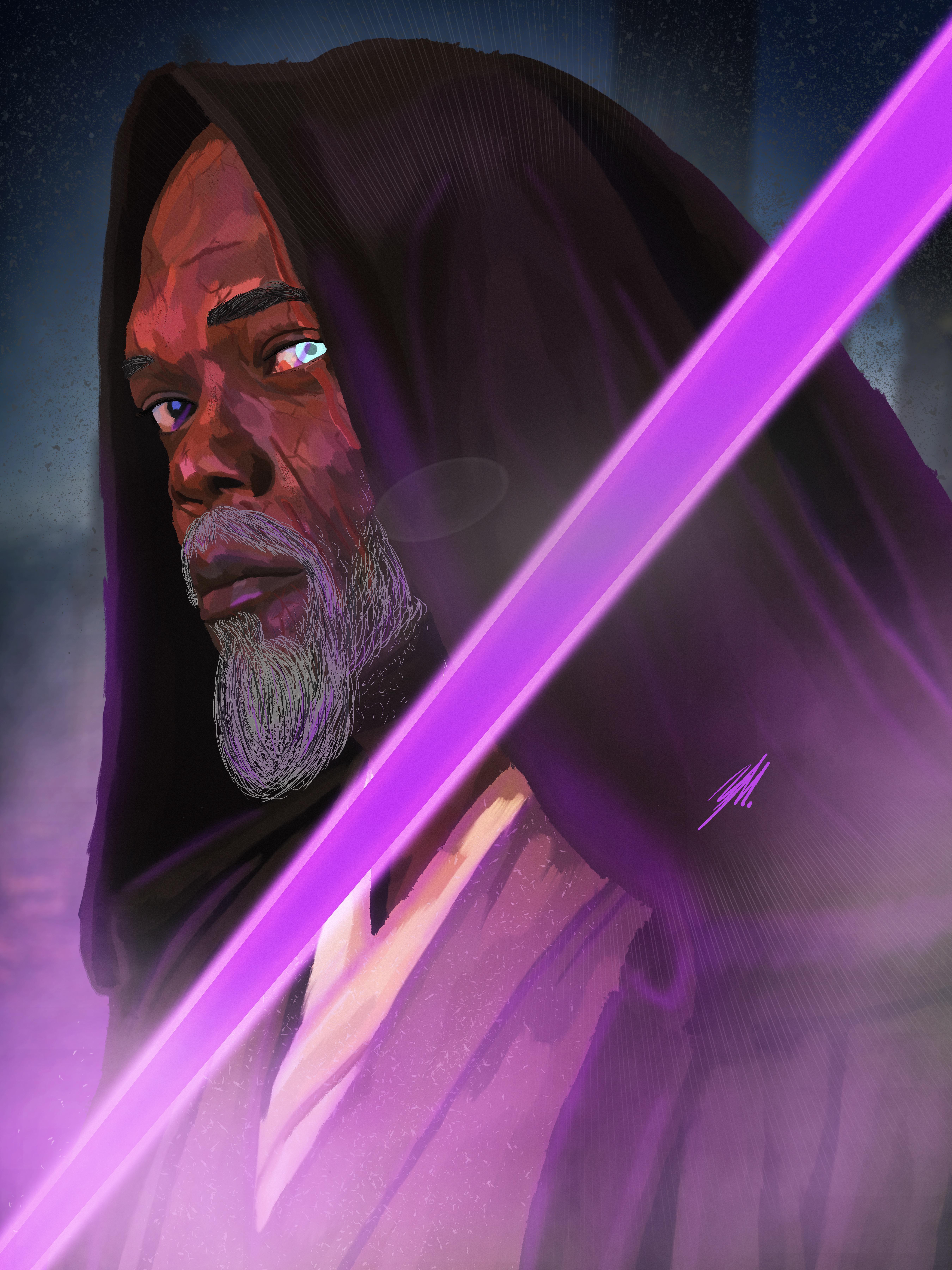 Old Mace Windu Painting by me Mace making an appearance in Mando or The Book of Boba Fett: StarWars