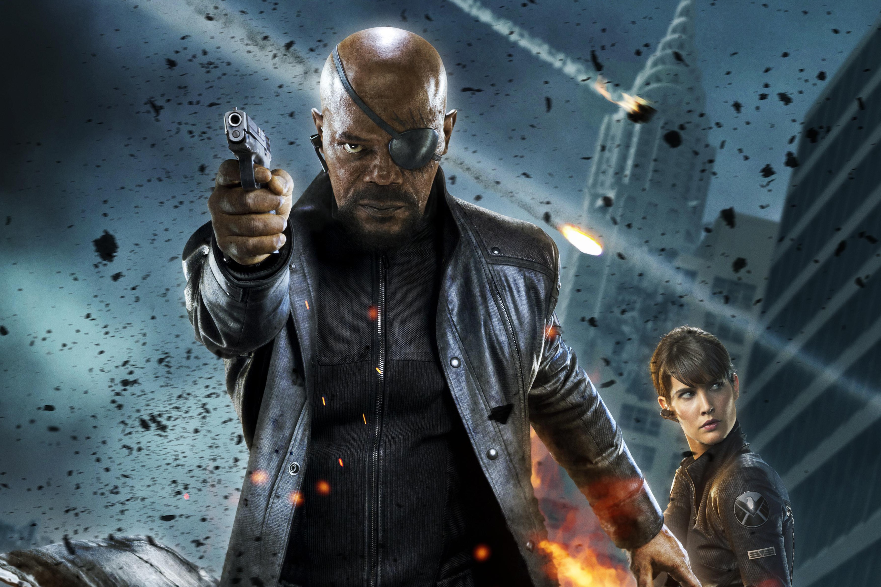 Samuel L. Jackson Nick Fury Cobie Smulders Agent Maria Hill MARVEL HD wallpaper, Background