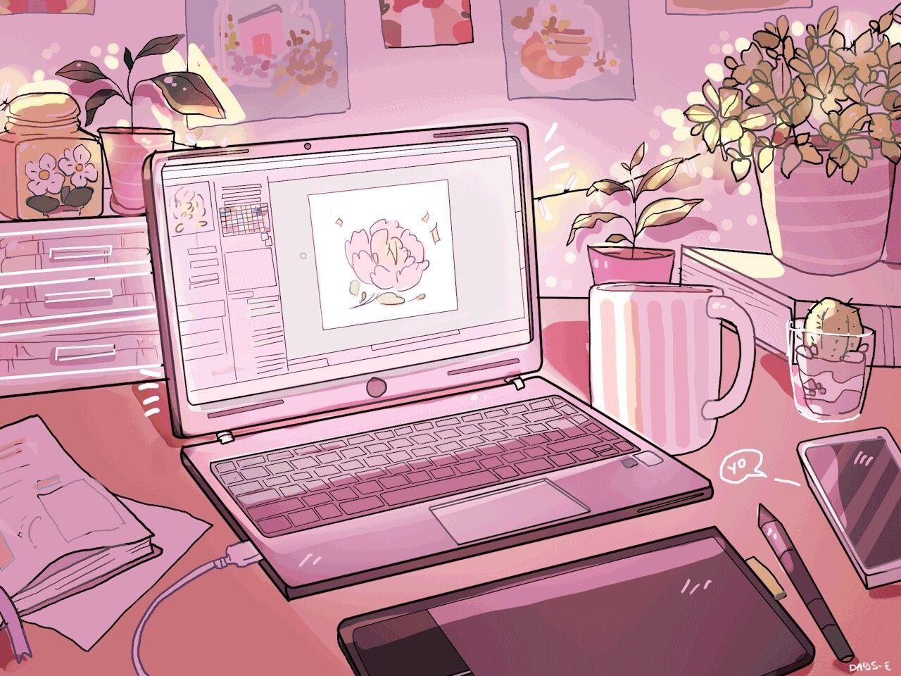 Aesthetic Laptop. Pastel pink aesthetic, Aesthetic anime, Kawaii wallpaper