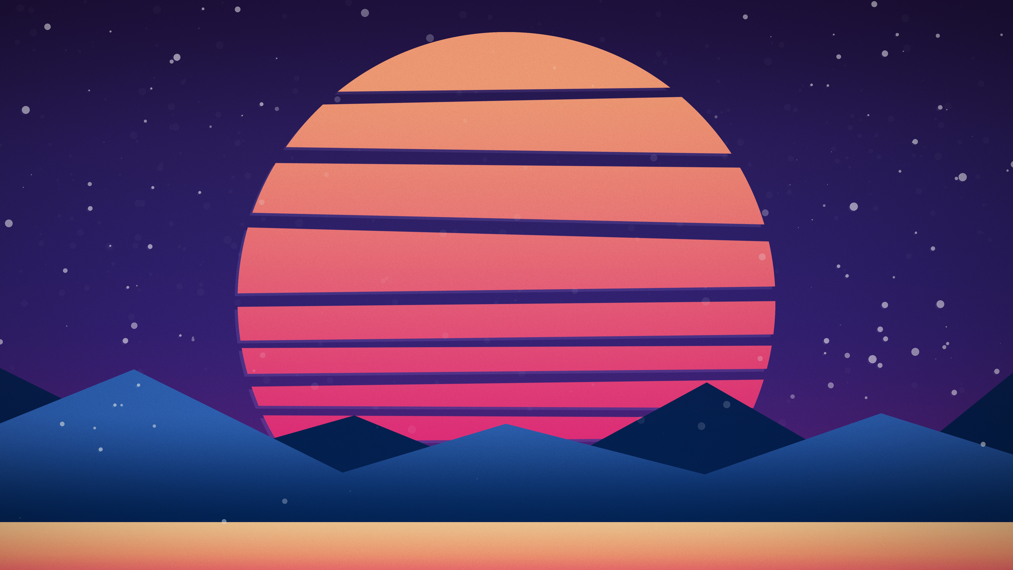 Wallpaper 4k Sunset Mountains Minimalism Retrowave 5k Wallpaper