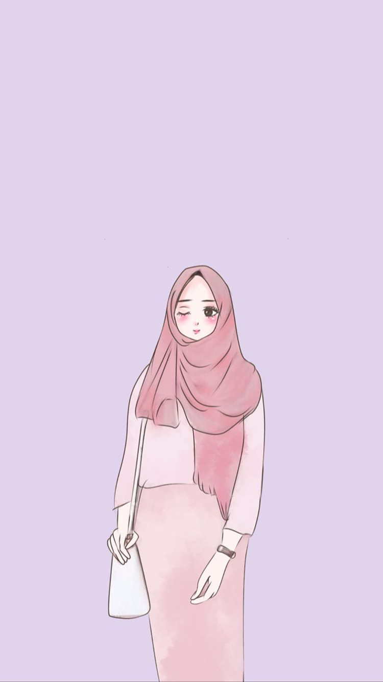 Girls Hijab Illustration Aesthetic. Kartun, Ilustrasi karakter, Kartun hijab