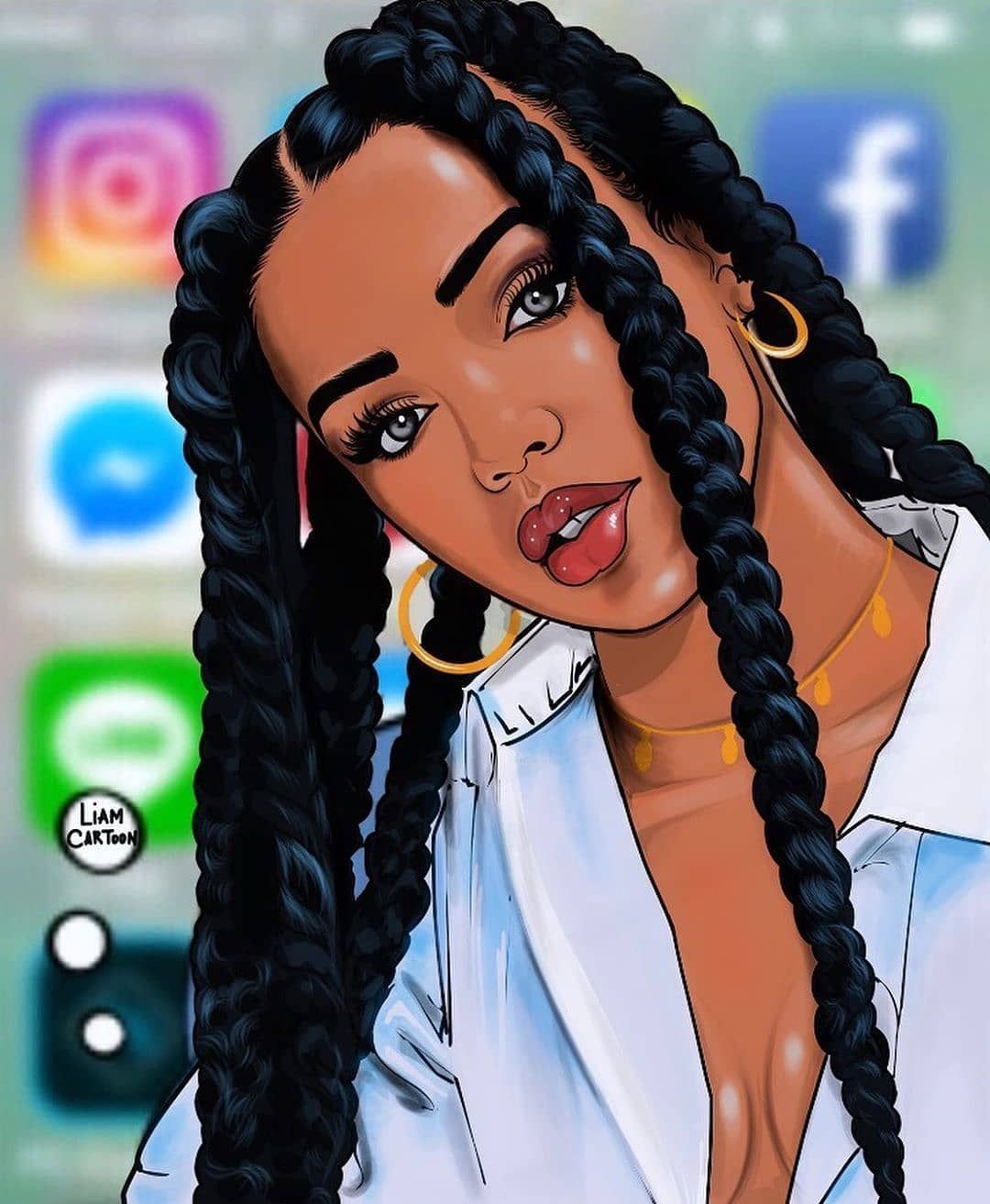 Swag Black Girl Cartoon Wallpaper