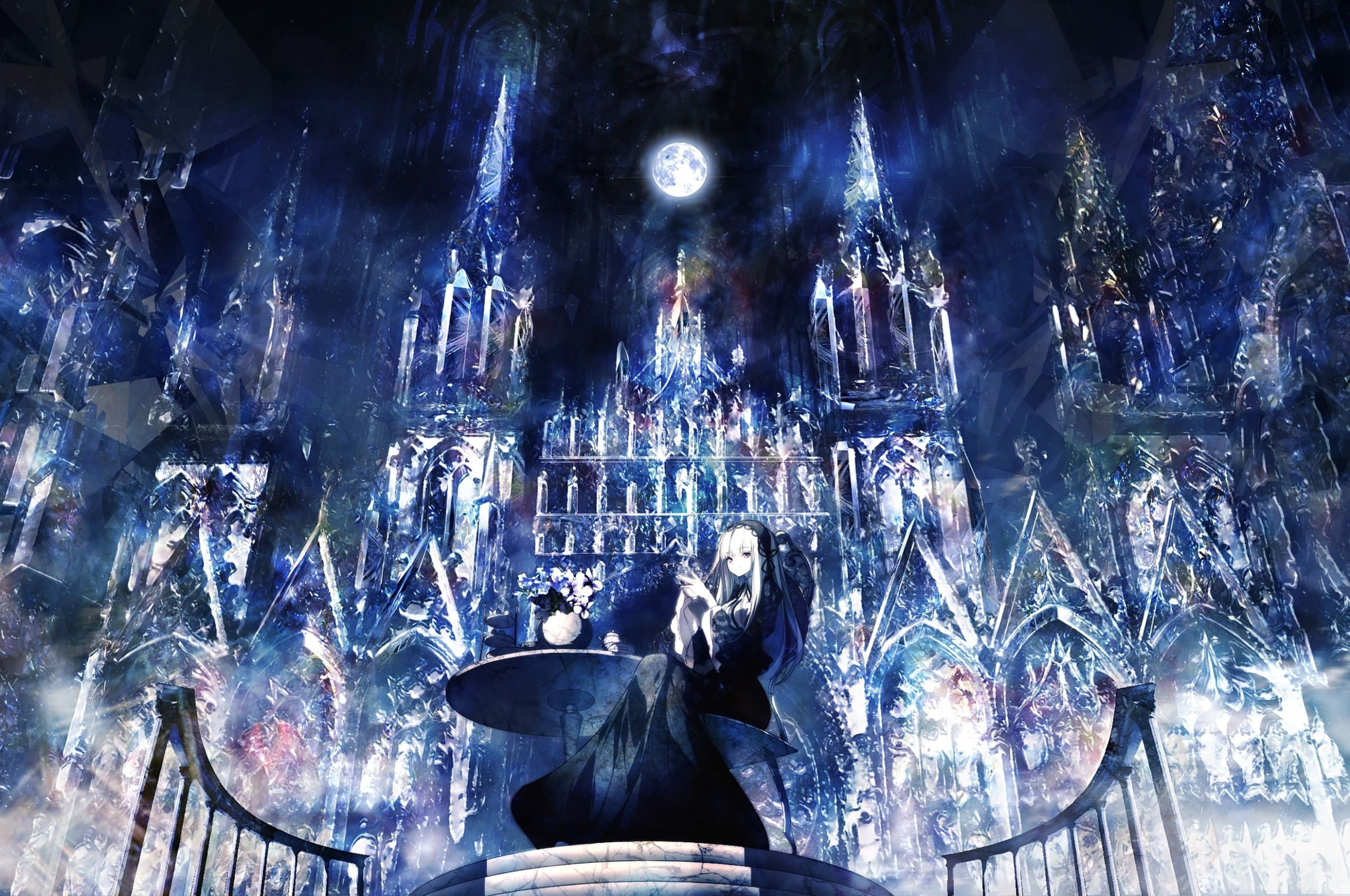 Download 2560x1700 Anime Girl, Gothic, Castle, Black Dress Wallpaper for Chromebook Pixel