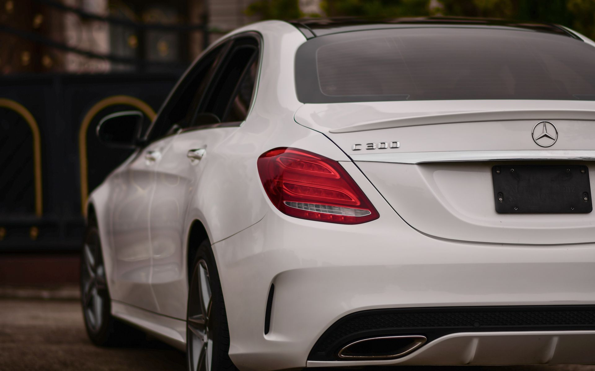 Download Wallpaper 1920x1200 Mercedes Benz C300, Mercedes, Car, White, Rear View Widescreen 16:10 HD Background