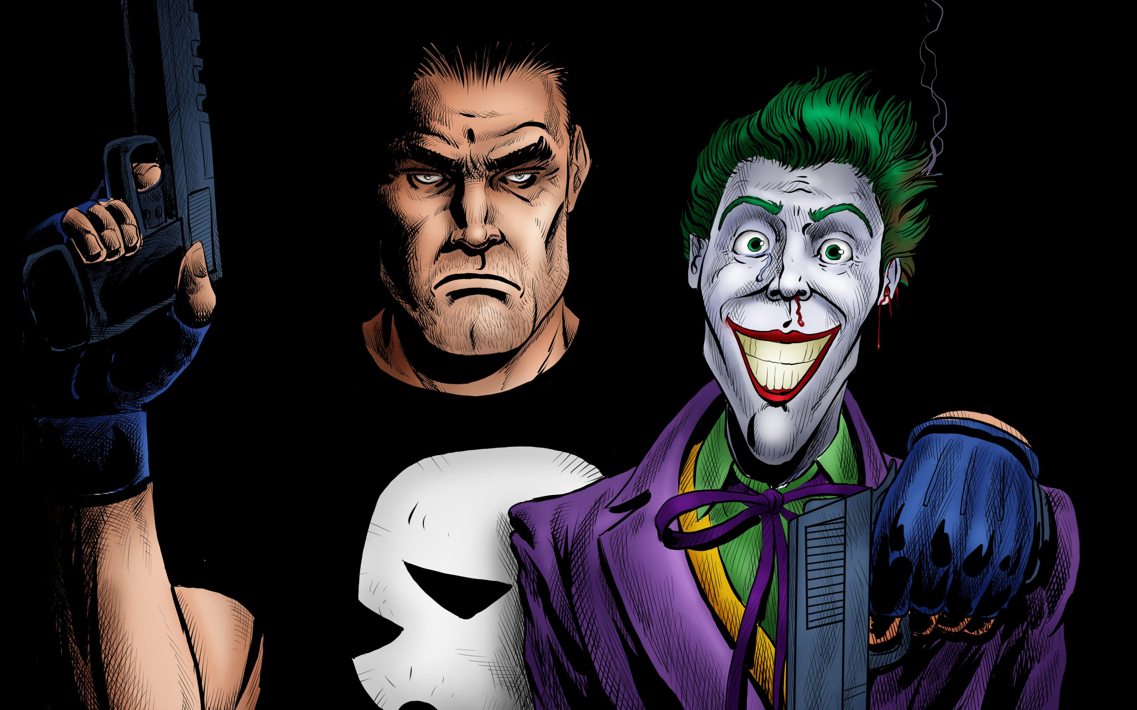 Desktop Wallpaper Punisher And Joker, Artwork, 4k, HD Image, Picture, Background, 29bb47