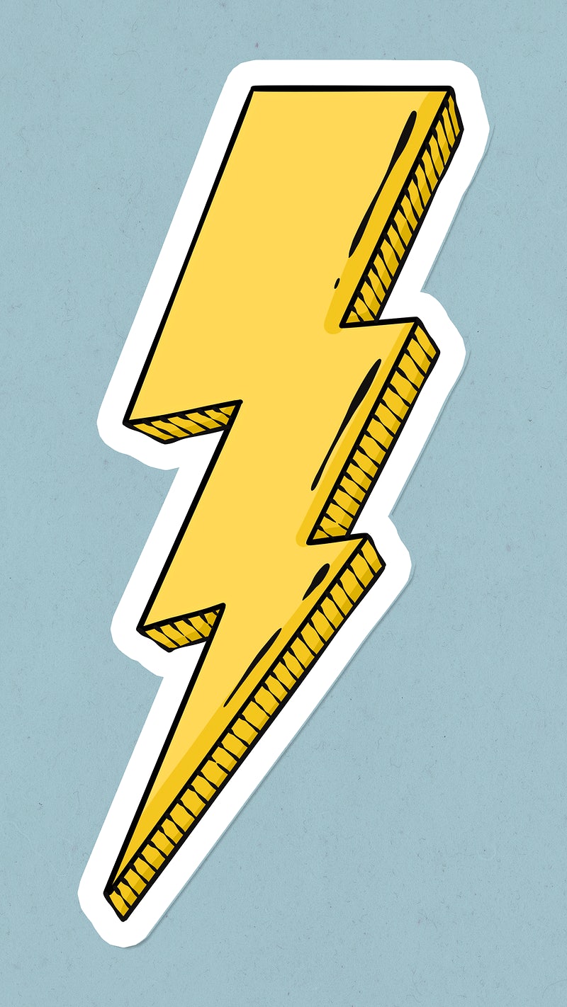 Yellow Lightning Bolt Aesthetic Sticker