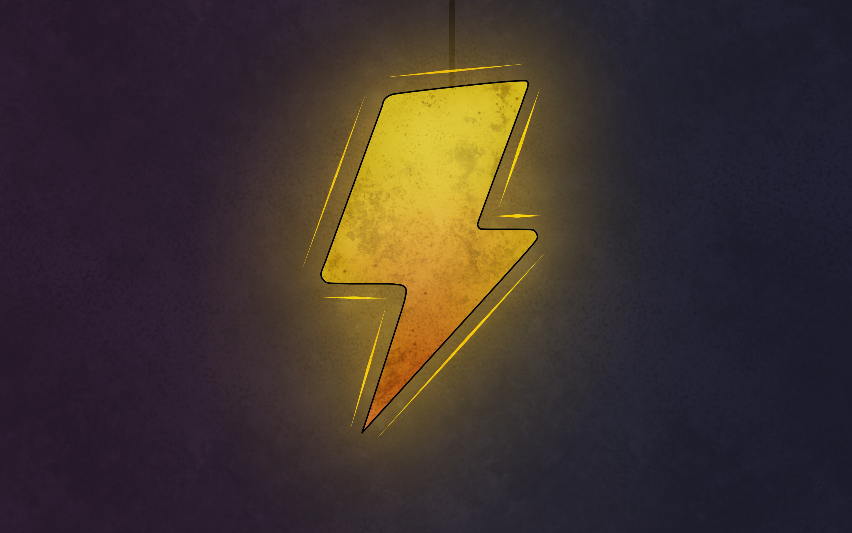 Download wallpaper lightning, grunge art, yellow glowing lightning, art, electricity creative sign, lightning sign for desktop with resolution 2880x1800. High Quality HD picture wallpaper