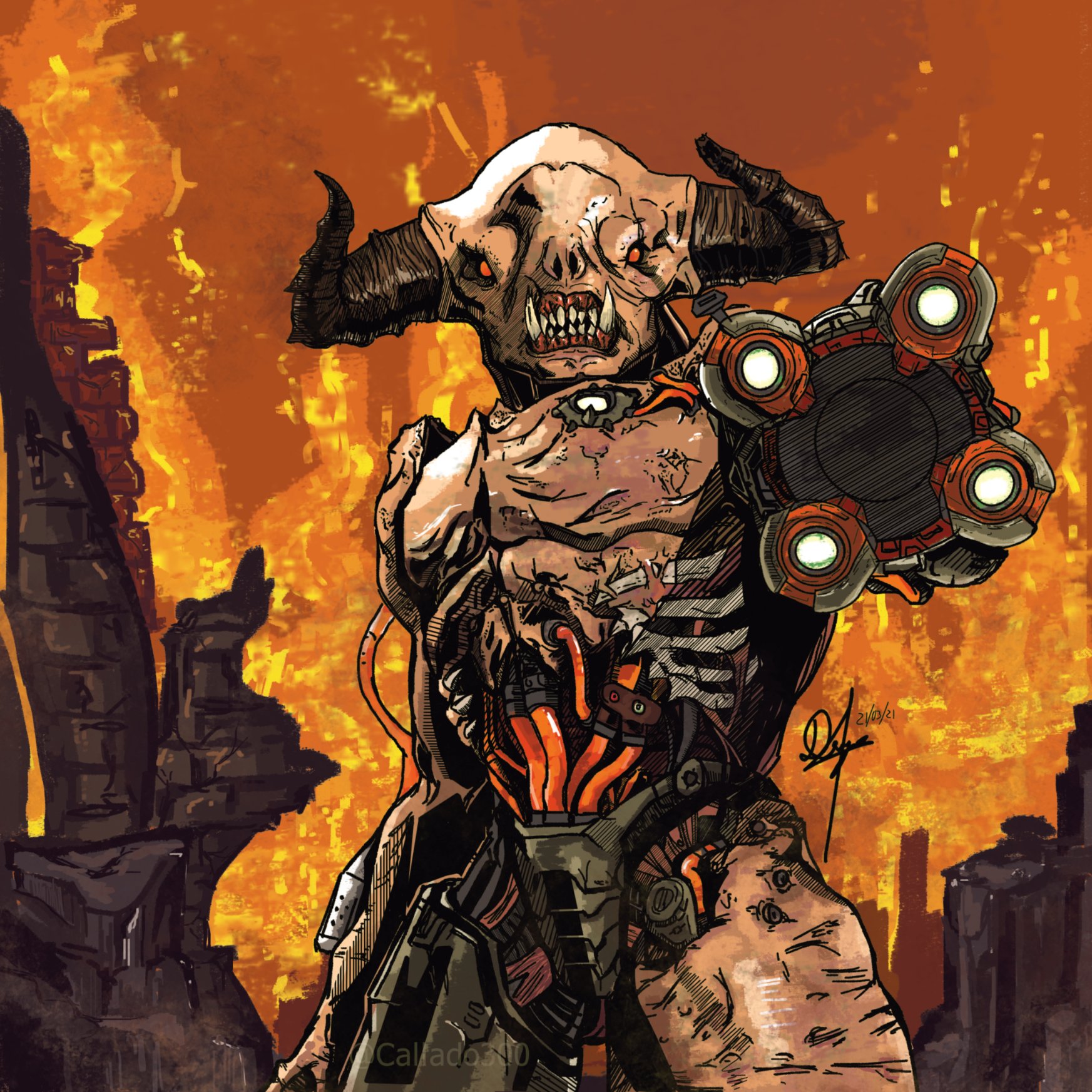 Bethesda ANZ First Tyrant Encounter In DOOM Eternal Was Pretty Dope, Ngl. Celebrating Our Love For The Tyrant By Sharing This Hellish Art By Cant Man3000 On Reddit!