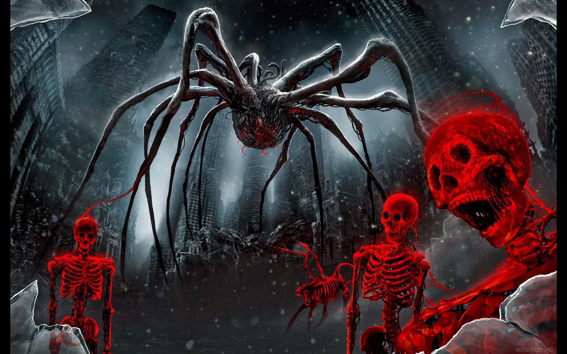 Spider and red skeletons wallpaper and image, picture, photo