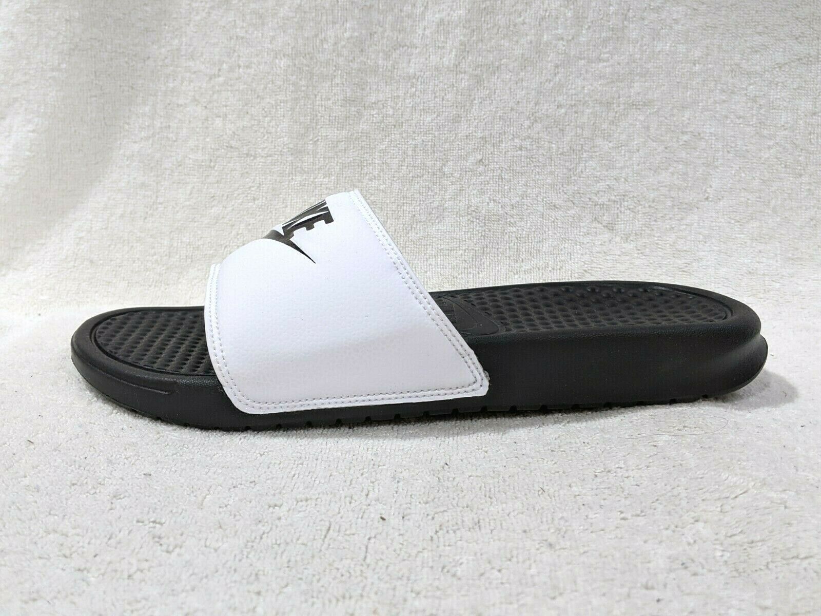 Nike Benassi JDI Just Do It Slides Sandals White Black Size 12 343880 100 Online