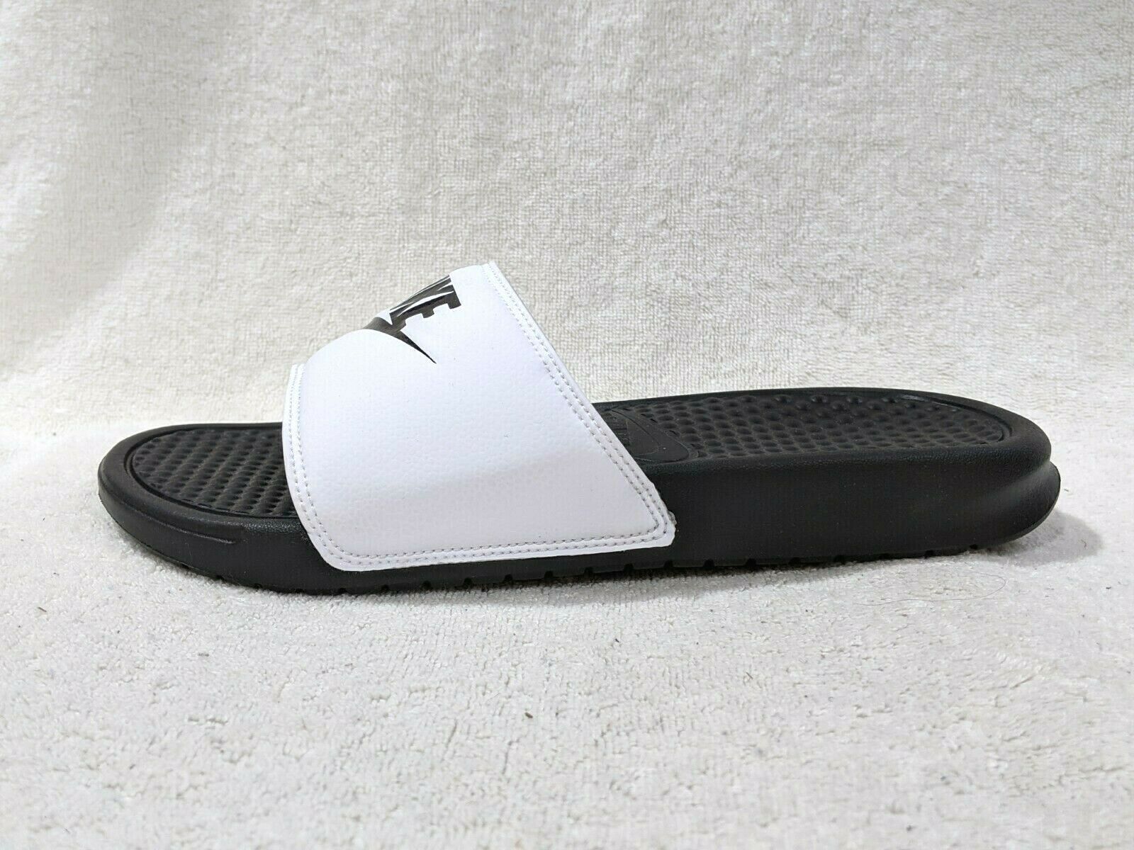 Nike Benassi JDI Just Do It Slides Sandals White Black Size 12 343880 100 Online