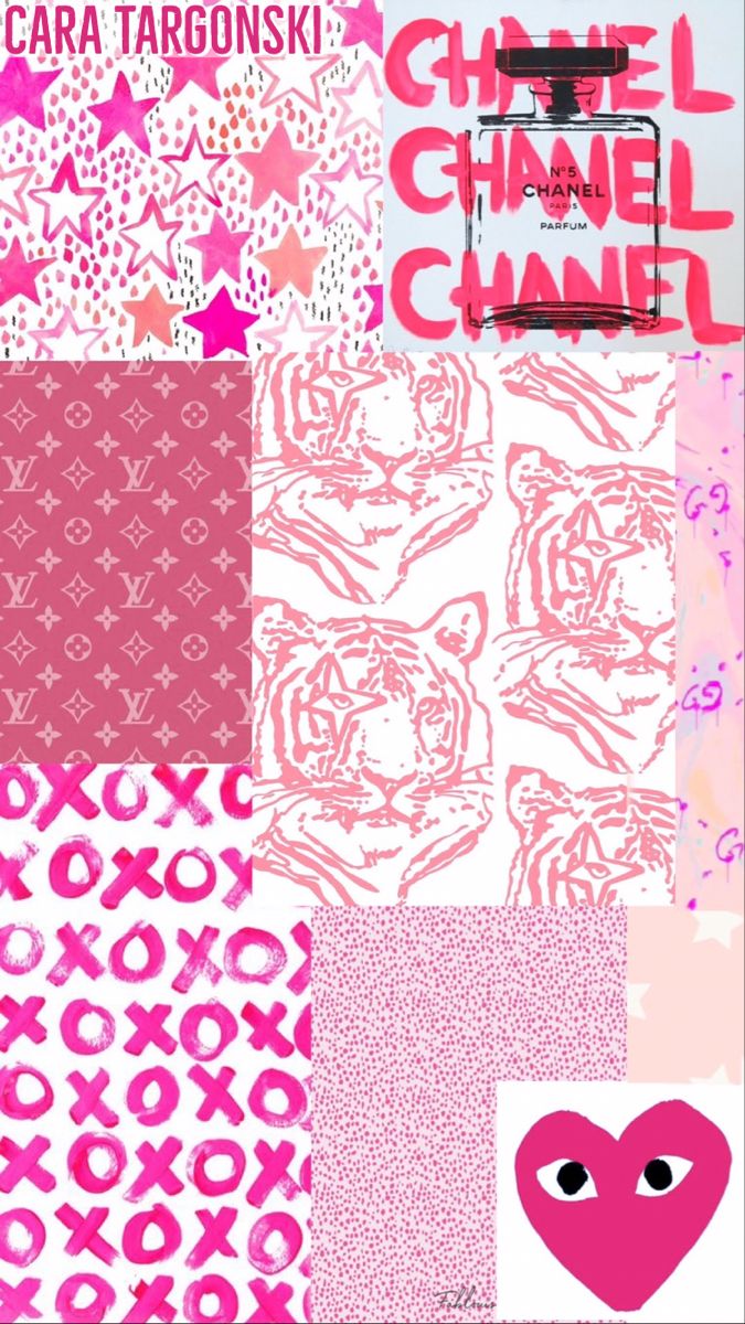 pink preppy collage wallpaper