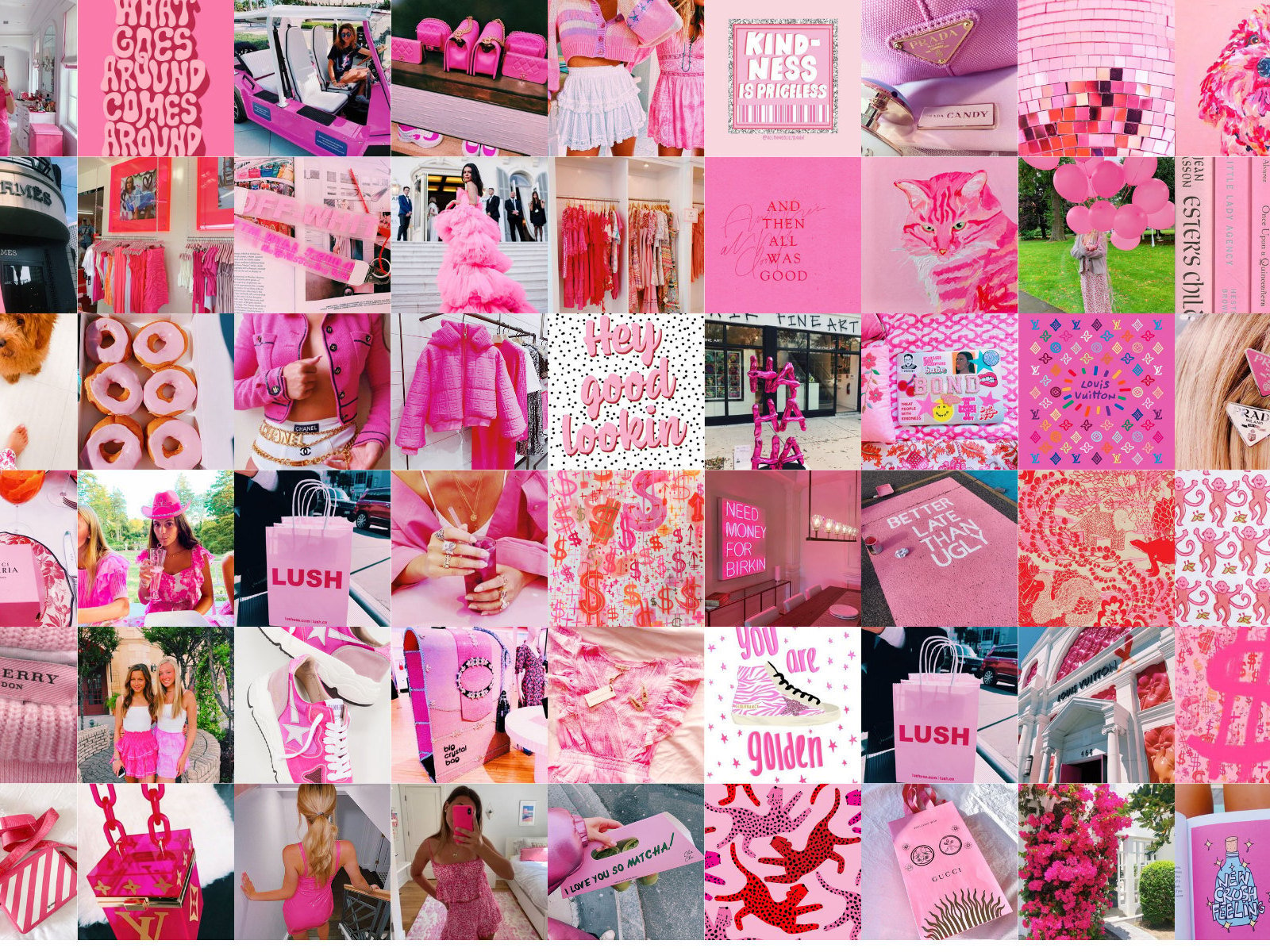 Image Pink Preppy Aesthetic Wall Collage Kit Photo