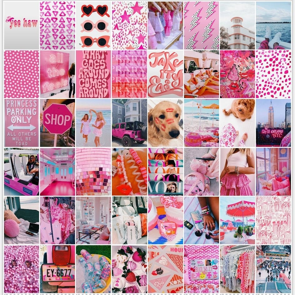 Preppy Pink Collage Girl Pattnern Wallpaper Posters Backpack Designed &  Sold By DaviDean