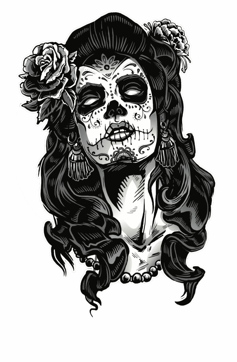 Chicano Tattoo Designs Picture And Clipart Download De Los Muertos Black And White. Transparent PNG Download