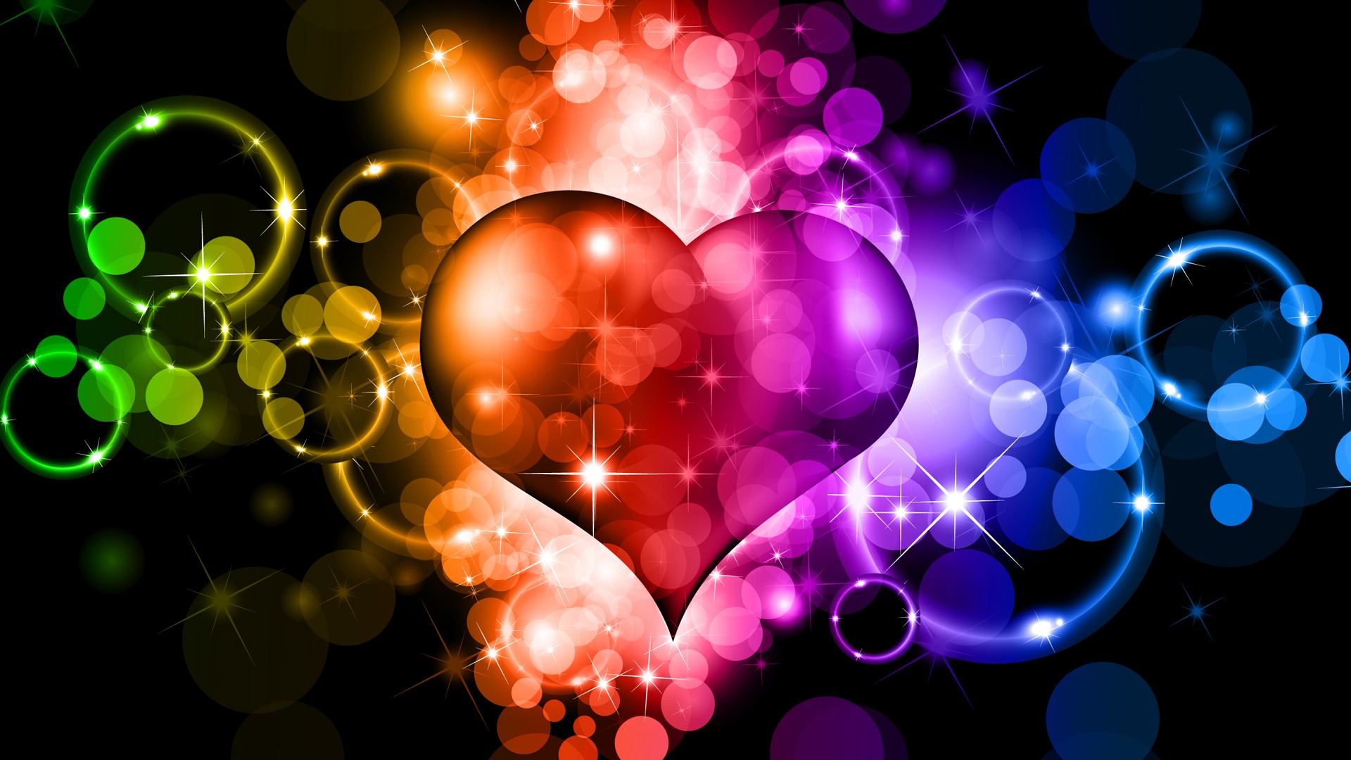 Wallpaper, colorful, illustration, sphere, graphic design, circle, heart shaped, light, shape, number, screenshot, computer wallpaper, fractal art 1920x1080